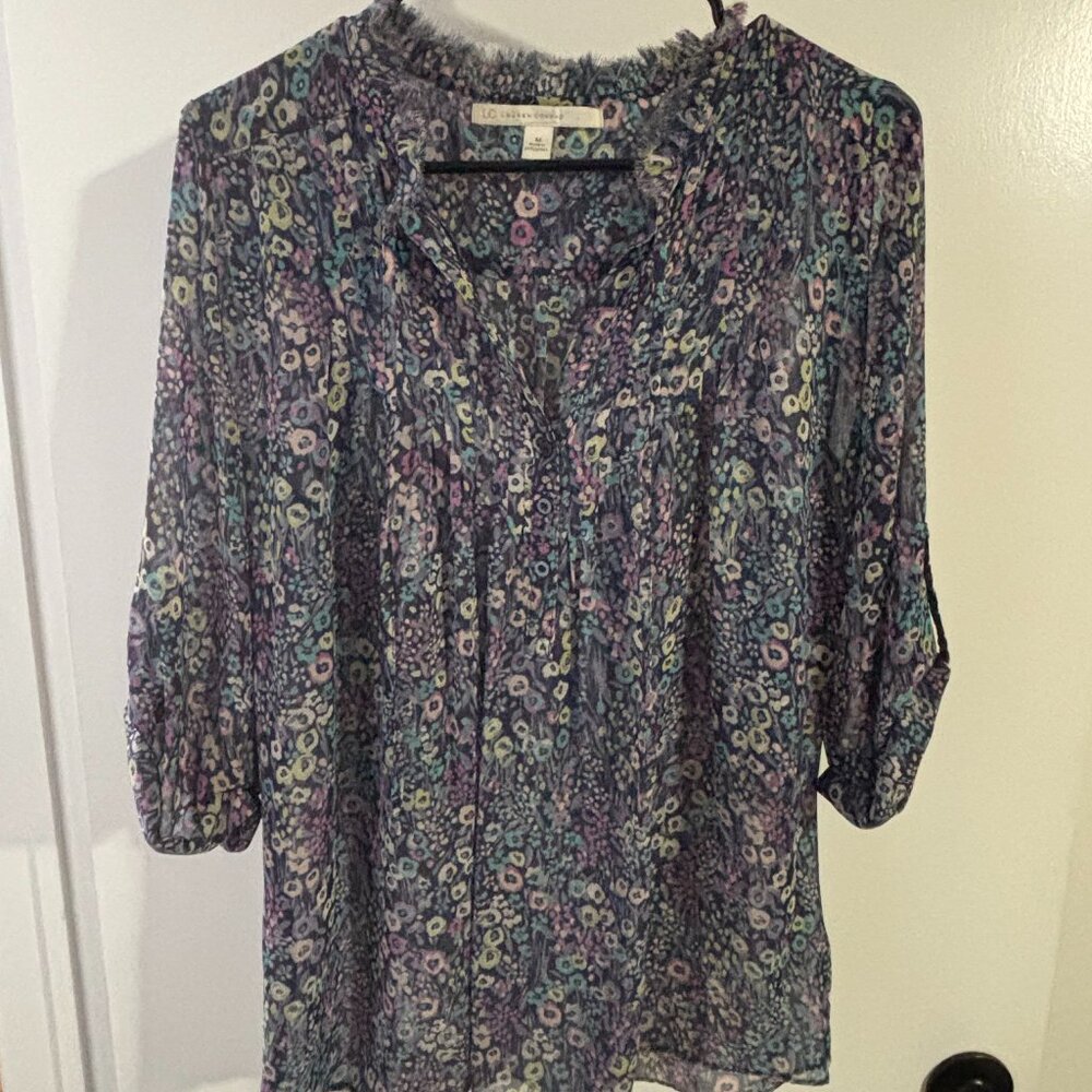 LC Lauren Conrad Sheer Floral Top M